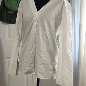 Massimo Dutti Cream V-Neck Blouse